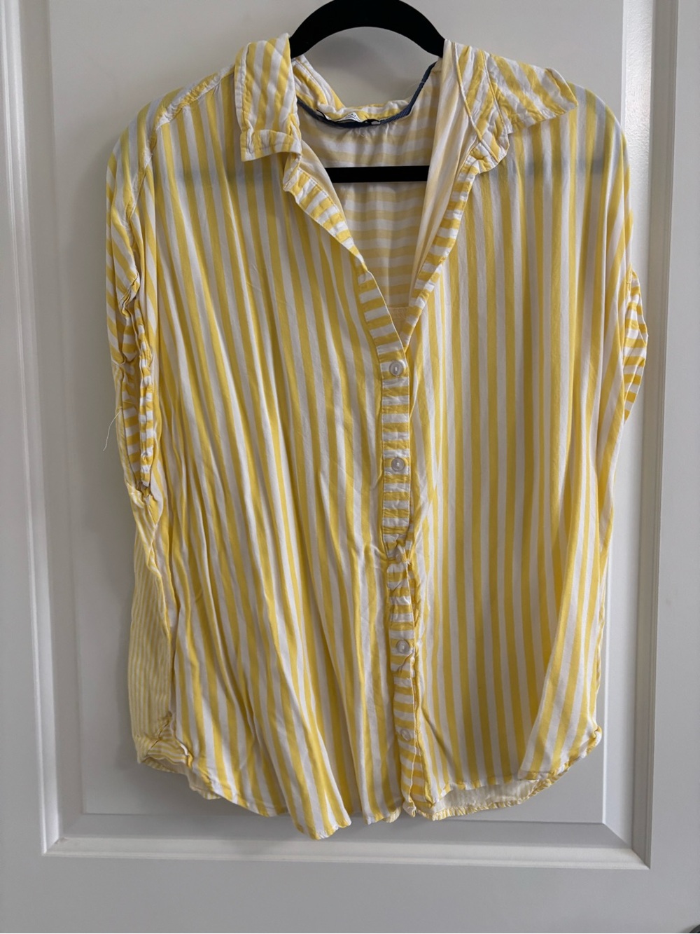 Light Yellow and White Striped Button-Down Shirt